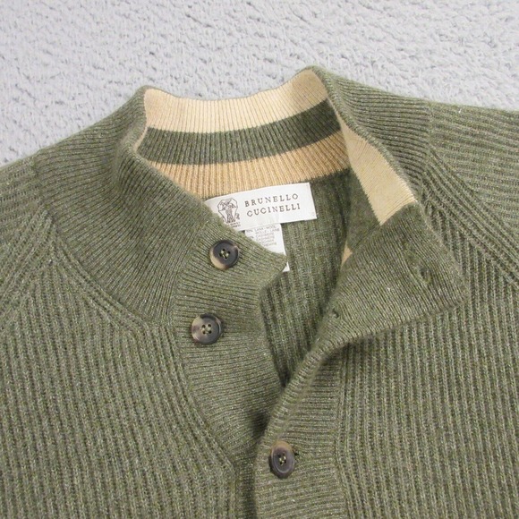 Brunello Cucinelli Mens Wool Cashmere Ribbed Sweater size 52 Large - Picture 3 of 12